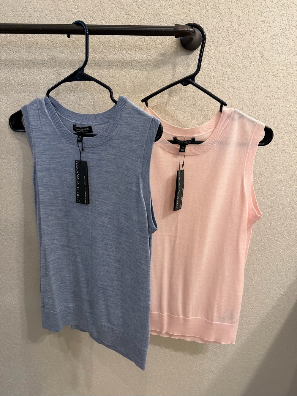 Banana Republic Knit Sleeveless Tops in Light Blue & Pale Pink